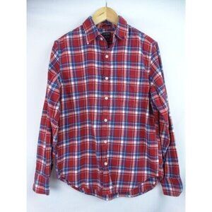 J.Crew Men's Flannel Shirt Size Small Red Plaid Classic Long Sleeve Top